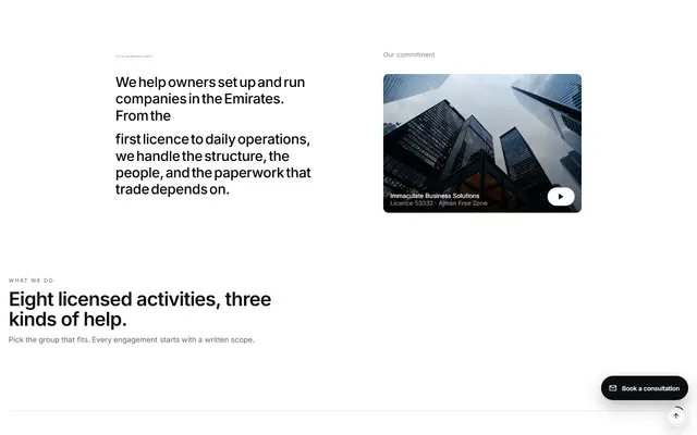 Immaculate: the homepage page