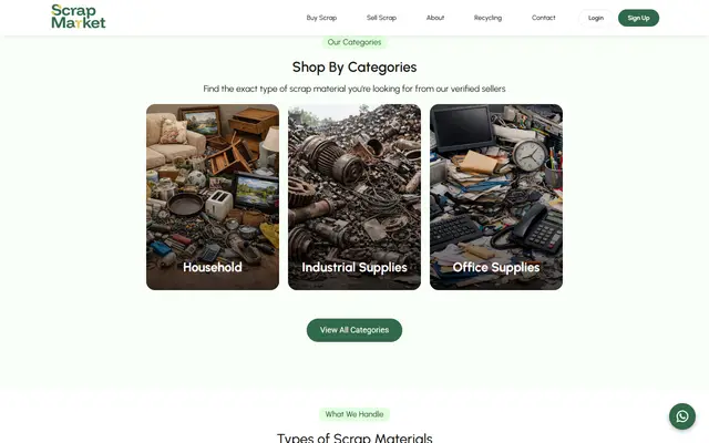 Scrap Market: the homepage page