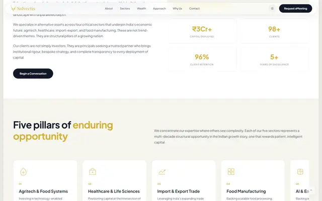 Solvectis: the homepage page