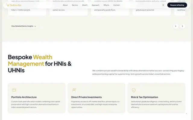Solvectis: the homepage page