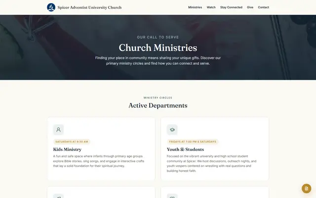 Spicer Church: the ministries.html page