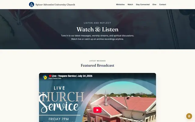 Spicer Church: the watch.html page