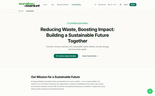 Surplus Market: the sustainability page
